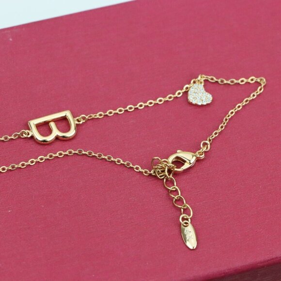 Rose Gold Bracelet with Heart Charm and Initial B Design, XPBL0650 - Picture 9 of 12